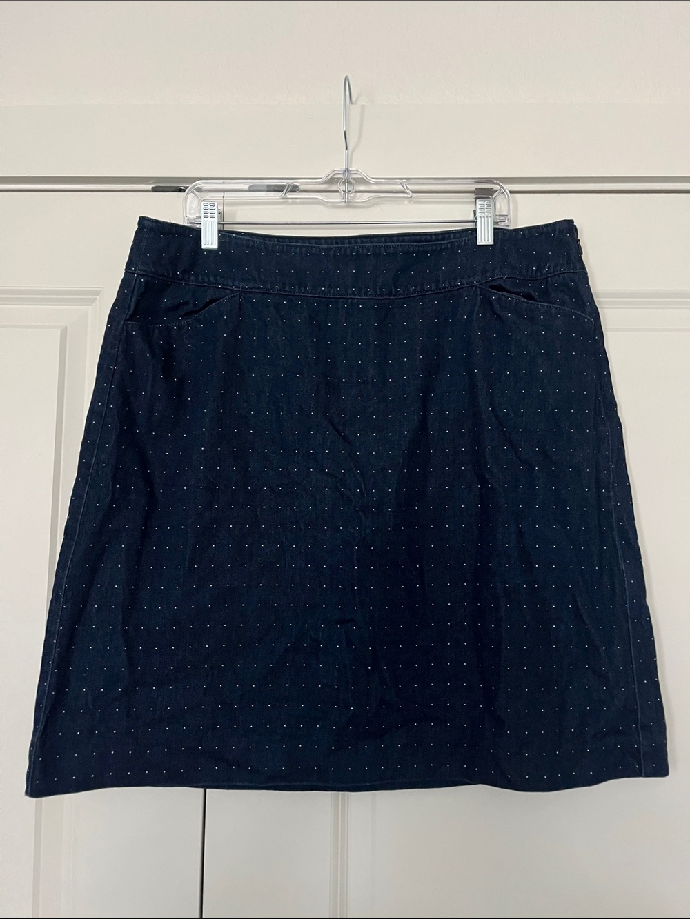 Talbots Navy Microdot A-Line Skirt